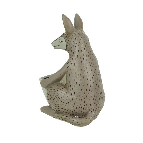 Brown Resin Kangaroo Succulent Planter Decorative Flower Pot With Drainage Plug - Picture 3 of 5